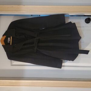 Liz Lange Wool maternity coat Peacoat Black Buttoned Tie Wrap WARM